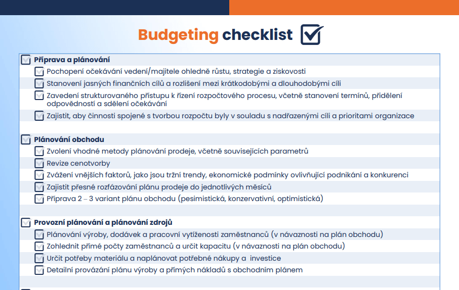 Ke stažení - Budgeting checklist