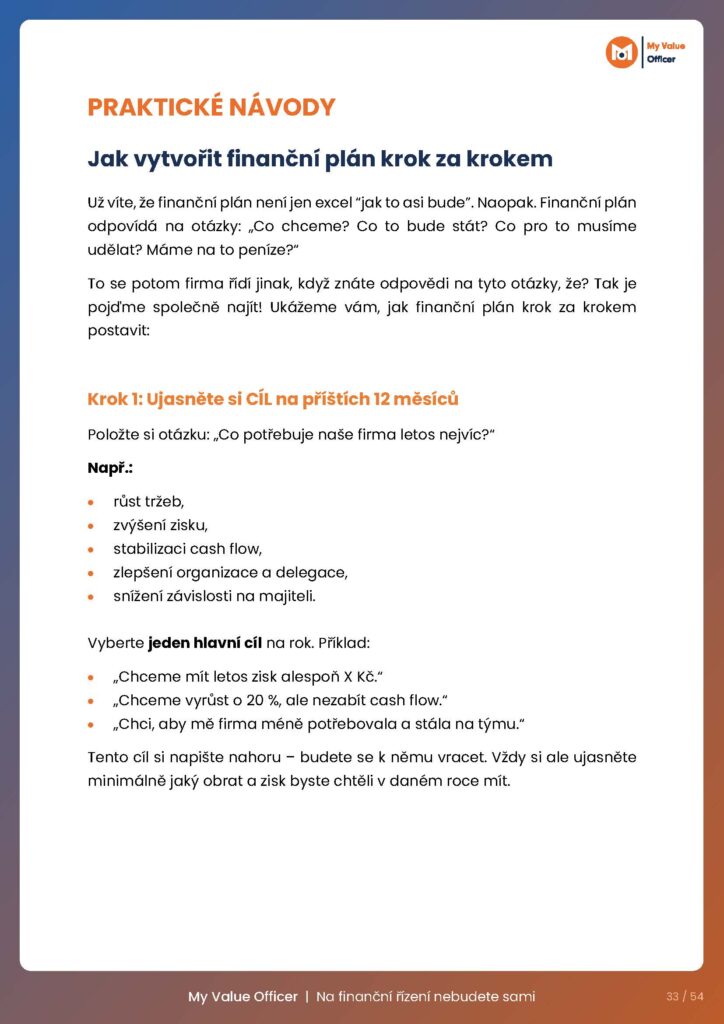 My Value Officer - Ebook - Jak vytvořit finanční plán pro rok 2026 - Ukázka 3