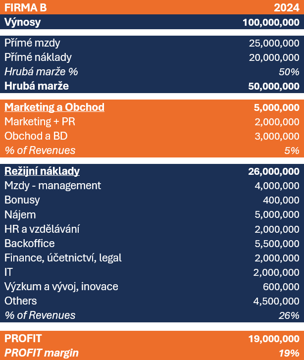 Firma B - Dvě firmy. Stejný obrat. Jiný zisk. Do které byste investovali?